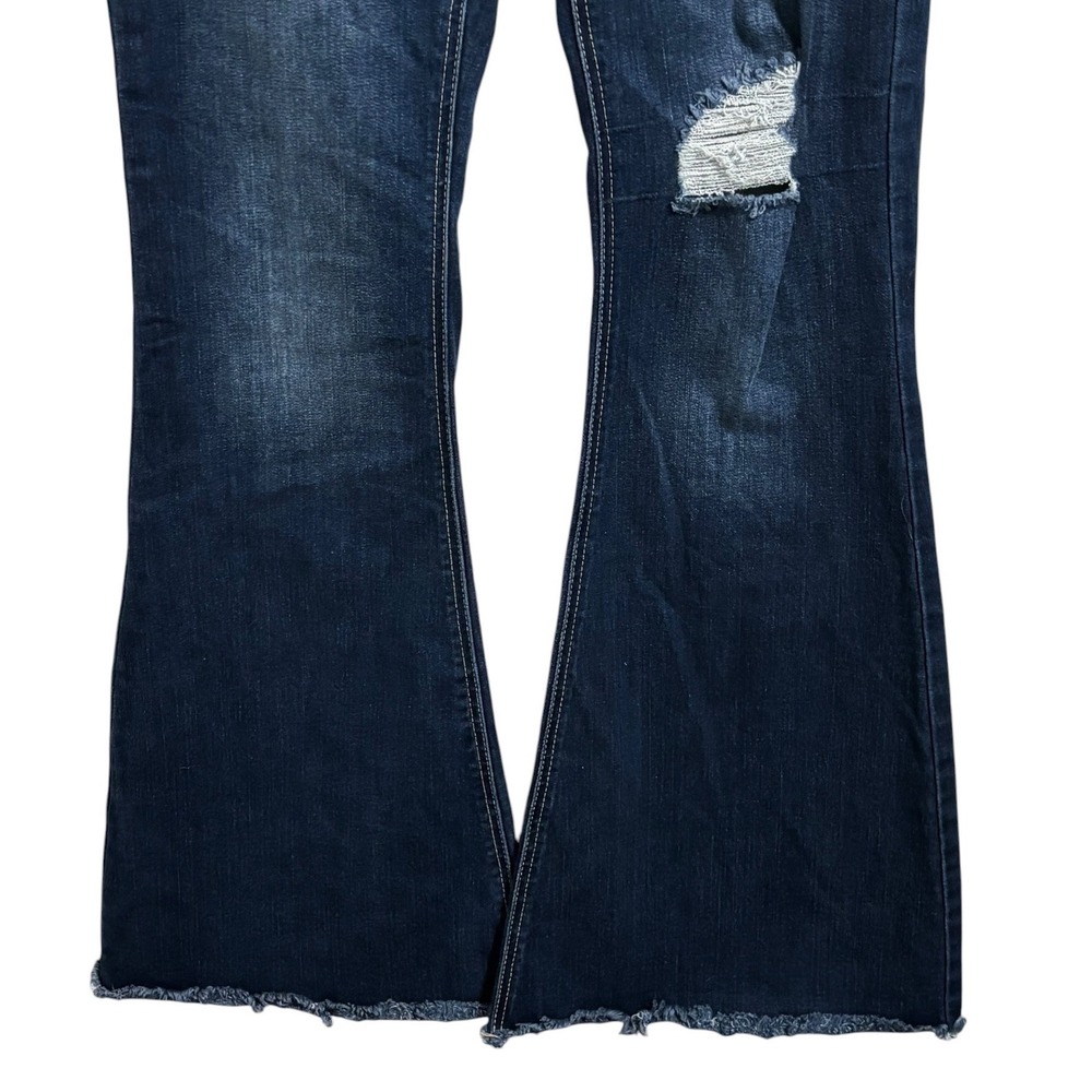 KanCan Flare Jeans Dark Wash Distressed Button Fly Boho Western Festival 5/26 - Picture 9 of 11